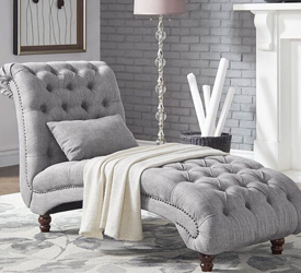 Grey Tufted Chaise