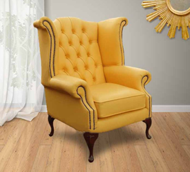 Chesterfield Yellow Wing Chair 