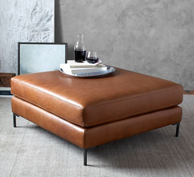 Camel Leather Sectional Ottoman